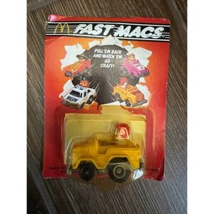 Vintage 1985 McDonald's Fast Macs Ronald McDonald Runabout Pull Back Toy Car NIB